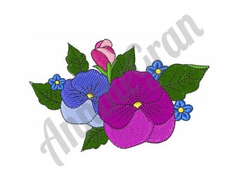 Pansy Flowers Embroidery Design. Machine Embroidery Design. Pansies Embroidery Pattern. Floral Pattern.  Spring Pansy Embroidery Pattern