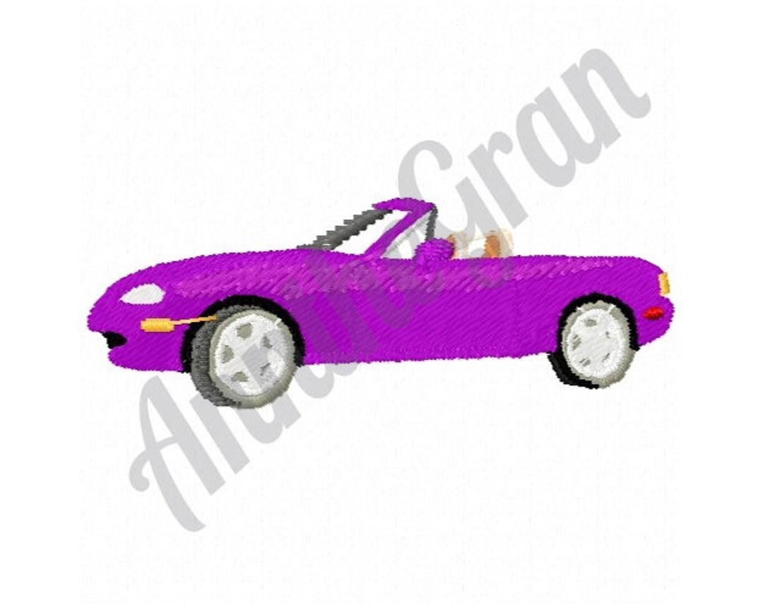 Convertible Car Embroidery Design. Sports Car Embroidery Design