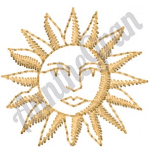 Sunface Embroidery Design. Machine Embroidery Design. Solar Face Embroidery Pattern. Sun Face Embroidery Pattern. Sun Outline Design