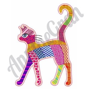 Colorful Cat Embroidery Design. Machine Embroidery Design.
