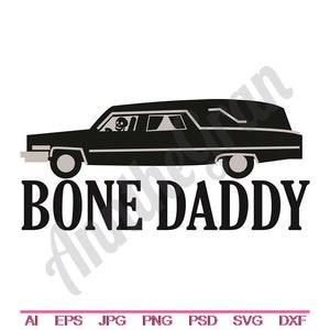 Hearse Svg, Dxf, Eps, Png, Jpg, Vector Art, Clipart, Cut File, Bone Daddy Svg, Hearse Cut File, Coffin Svg, Vehicle Svg, Dead Cut File