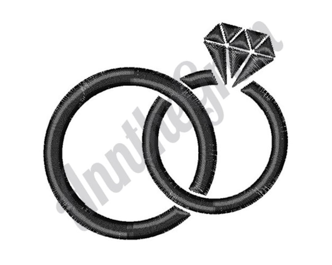 Wedding Rings Machine Embroidery Design, Diamond Ring Embroidery