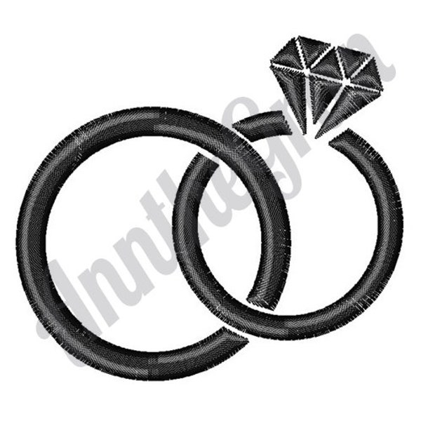 Wedding Rings - Machine Embroidery Design, Diamond Ring Embroidery Pattern, Mr and Mrs Rings Design, Marriage Embroidery Design