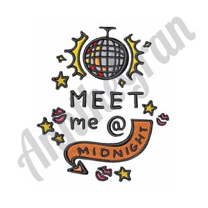 Meet Me At Midnight Embroidery Design. Machine Embroidery Design. Party Embroidery Design. Disco Ball Pattern. New Year Embroidery Design