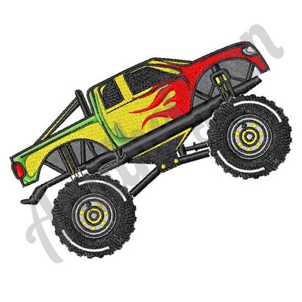 Monster Truck - Machine Embroidery Design. Pickup Truck Embroidery Pattern. Giant SUV Embroidery Design