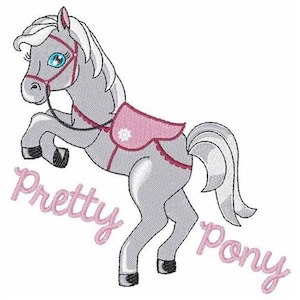 Pretty Pony - Machine Embroidery Design, Pony Horse Embroidery Design, Pony Girl Embroidery Pattern