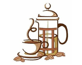 French Press - Machine Embroidery Design