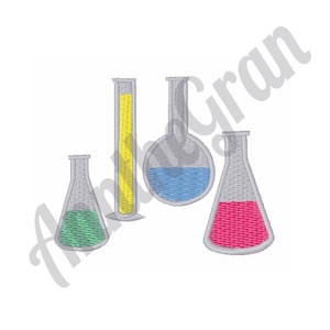 Chemistry Beakers Embroidery Design. Machine Embroidery Design. Science Beaker Pattern. Experiment Embroidery Design. Beaker Pattern