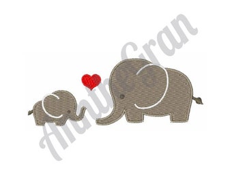 Baby & Mother Elephant. Machine Embroidery Design. Baby Elephant Pattern. Elephant Family Design. Mom Loves Baby Elephant Embroidery Design