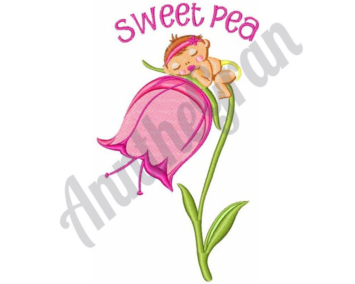sweet pea embroidery design