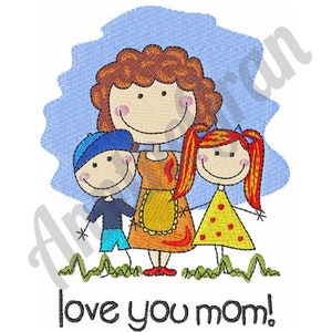 Mother and Children Embroidery Design. Machine Embroidery Design. Mothers Day Design. Son & Daughter Pattern. Mother Pattern. Family Design