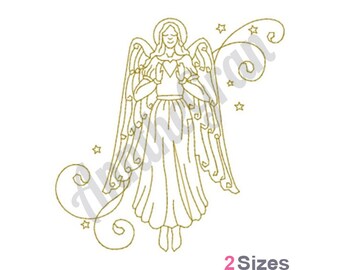 Christmas Angel Embroidery Design. Golden Pattern. Machine Embroidery Design. Religious Embroidery Design. Christmas Angel Embroidery Design