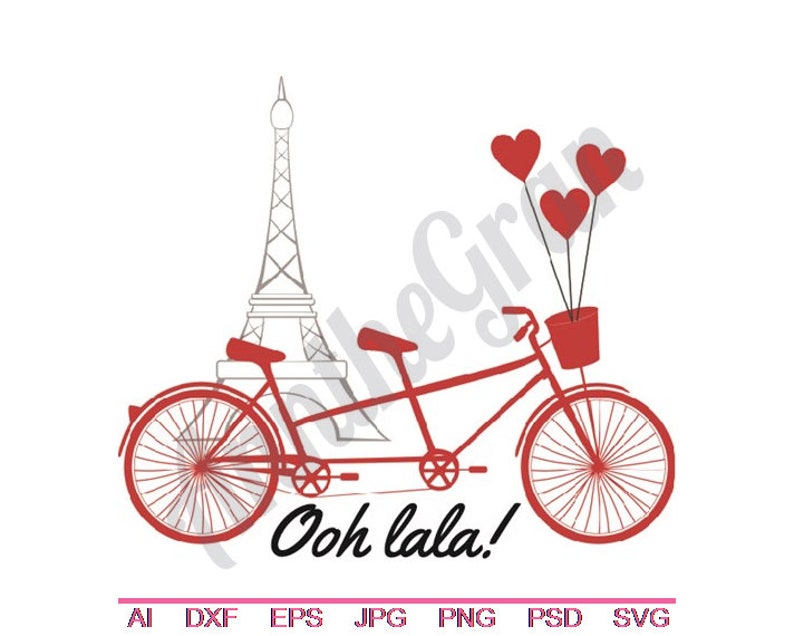 Download Paris Love Tandem Bicycle Svg Cut File Eps Dxf Clipart Paris Cut File Jpg Png Love Paris Cut File Vector Art Ooh Lala Svg Scrapbooking Papercraft