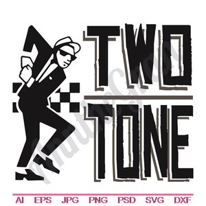 Two Tone SKA danseres Svg, Dxf, Eps, Png, Jpg, Vectorkunst, Clipart, gesneden bestand. 2 Toon danser Svg. Muziek SVG. Slet Svg. Dambordmotief Svg