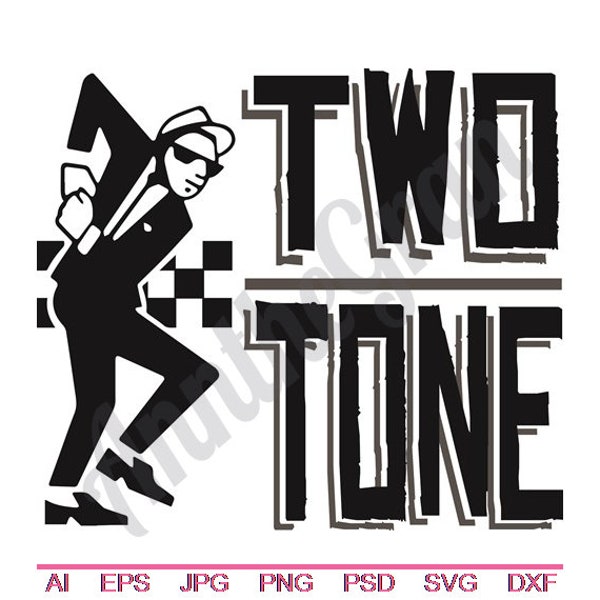 Two Tone SKA Dancer Svg, Dxf, Eps, Png, Jpg, Vector Art, Clipart, Cut File. 2 Tone Dancer Svg. Music Svg. Skank Svg. Checkerboard Motif Svg