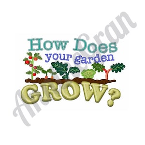 Garden Vegetables Embroidery Design. Machine Embroidery Design. Veggies Embroidery Pattern. Gardening Pattern. Growing Produce Design