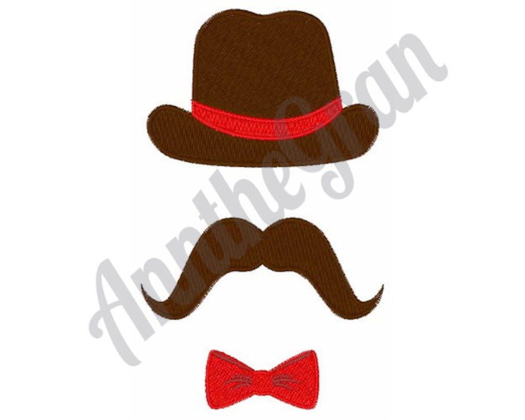 Mustache Dad Hat and Bow Tie Embroidery Design. Dad Embroidery Design.  Father Embroidery Design. Machine Embroidery Design. Mustache Design. - Etsy, image size:1080x864