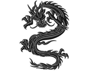 Oriental Dragon - Machine Embroidery Design, Winged Dragon Embroidery Pattern, Firedrake Embroidery Design