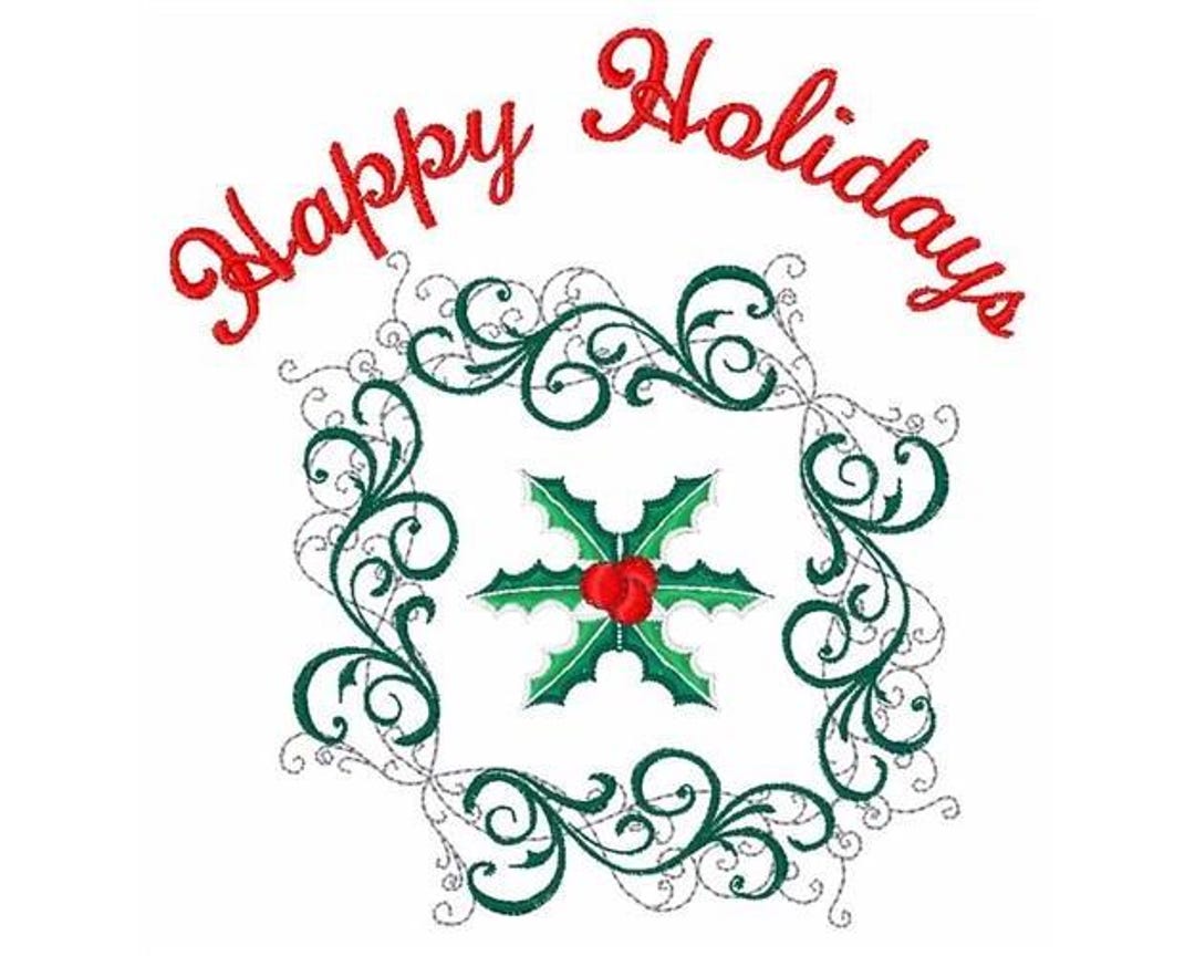Happy Holidays - Machine Embroidery Design - Etsy