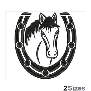 Horseshoe & Horse Outline - Machine Embroidery Design - 2 Sizes, Horse Embroidery Pattern, Horseshoe Embroidery Design