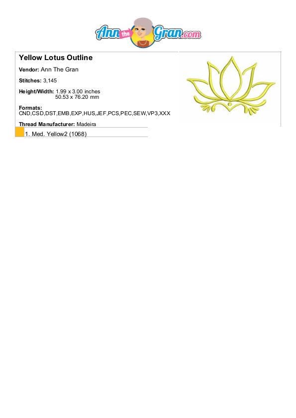 Yellow Lotus Outline - Machine Embroidery Design - 2 Sizes, Lotus ...