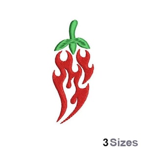 Chili Pepper Silhouette - Machine Embroidery Design - 3 Sizes, Red Peppers Embroidery Pattern, Hot Pepper Embroidery Design
