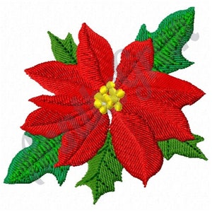 クリスマスのポインセチア刺繍デザイン。機械刺繍デザイン。ポインセチアの模様。クリスマスの花の刺繍デザイン。今すぐダウンロード
