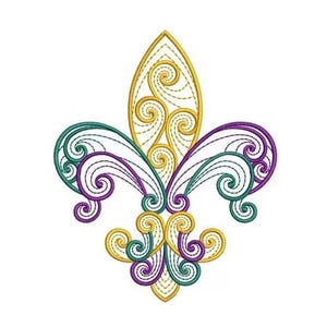 Rippled Fleur De Lis - Machine Embroidery Design, Mardi Gras Symbol Embroidery Pattern, Fleur De Lys Embroidery, Lily Flower Heraldic Symbol