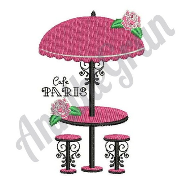 Cafe Paris Embroidery Design. Machine Embroidery Design. Cafe Umbrella Embroidery Pattern. Paris Cafe Table Pattern. Coffee Shop Pattern