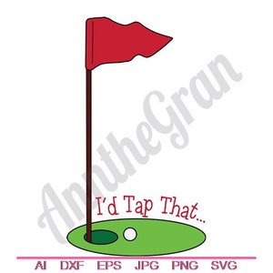 Bandiera da golf e pallina in formato SVG, DXF, EPS, PNG, Jpg, grafica vettoriale, clipart, file di taglio, "Toccherei quel file SVG", file di taglio per il golf, file di taglio per la bandiera da golf