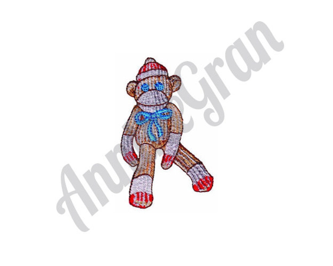 Sock Monkey Embroidery Design. Machine Embroidery Design. Sock Etsy