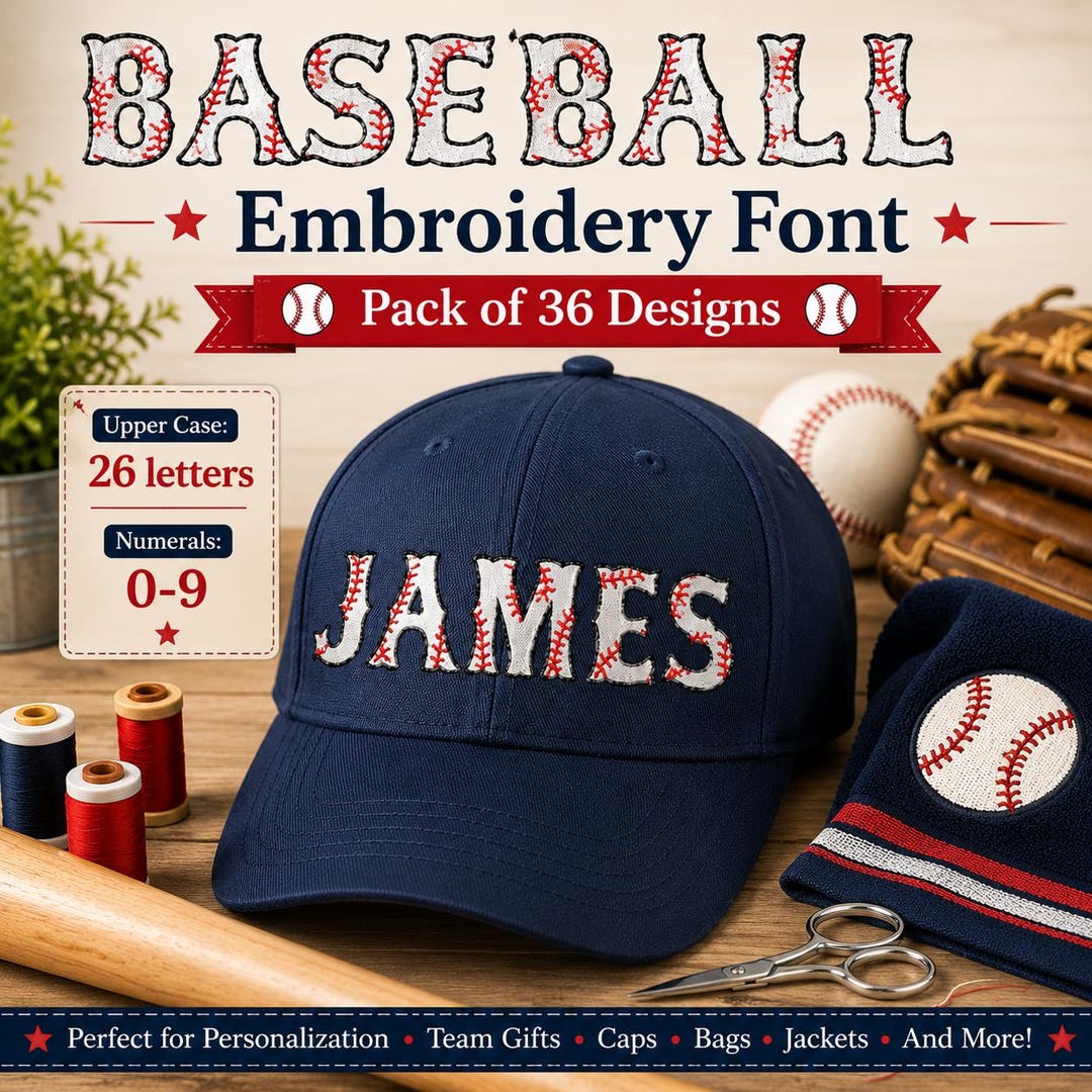 Baseball Font Alphabet - Including BX - Machine Embroidery Designs ...