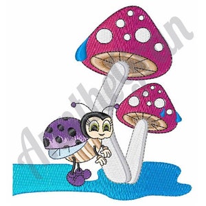 Ladybug And Mushroom - Machine Embroidery Design