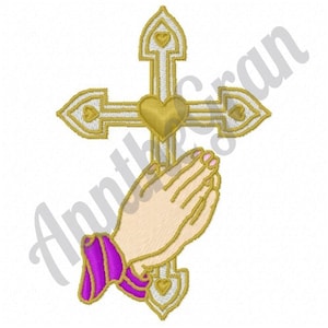 Praying Hands Embroidery Design. Christian Cross Embroidery Design. Machine Embroidery Design. Religious Embroidery Design. Christmas Design