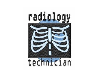Radiologie Techniker - Maschinenstickerei, Röntgen Technologe Stickmuster, Brustbild X-Ray Design, Radiologie-Techniker-Stickerei