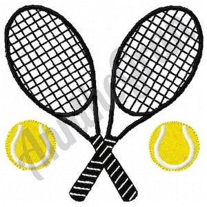 Tennis Rackets Embroidery Design. Machine Embroidery Design. Tennis Ball Embroidery Pattern. Tennis Racquet Pattern. Tennis Game Embroidery