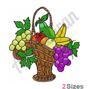 Fruit Basket - Machine Embroidery Design. Fruit Harvest Embroidery Pattern. Autumn Harvest Embroidery Pattern