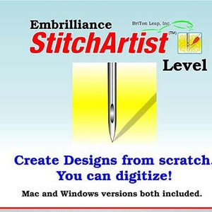 EMBRILLIANCE StitchArtist Level 1 Software - Embroidery Software / Embrilliance Software / Digitizing Software / Applique Software