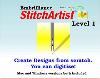 EMBRILLIANCE StitchArtist Level 1 Software - Embroidery Software / Embrilliance Software / Digitizing Software / Applique Software