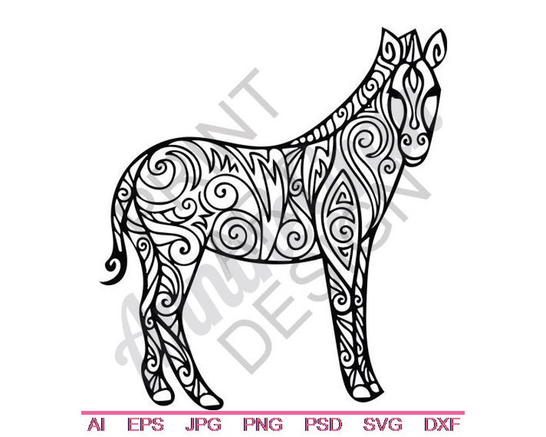 Download Zebra Svg Tribal Svg Eps Cut File Animal Svg Clipart Zentangle Svg Tribal Zebra Png Jpg Vector Art Svg Dxf Paper Party Kids Craft Supplies Tools
