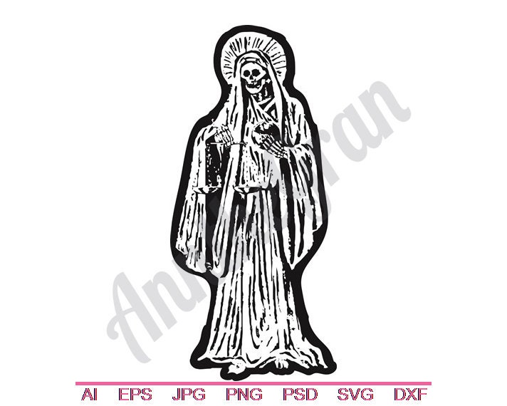 Santa Muerte Statue Svg, Dxf, Eps, Png, Jpg, Vector Art, Clipart, Cut File. Saint Holy Death Svg. Halloween Cut File. Religious Statue Svg