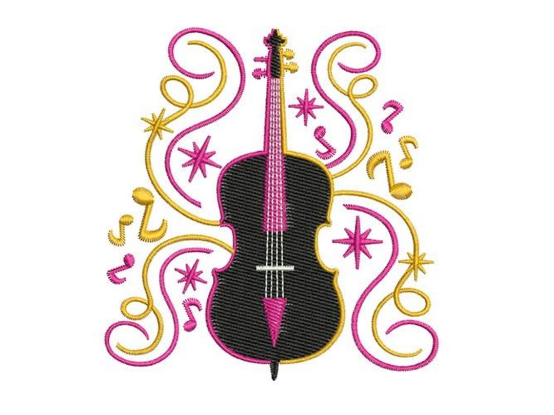 Cello Serenade - Machine Embroidery Design, Music Instrument Embroidery ...