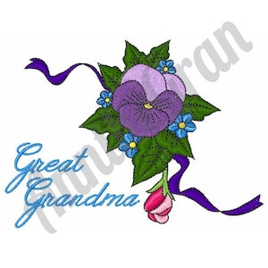 Great Grandma - Machine Embroidery Design. Pansy Decoration Embroidery Pattern. Flower Arrangement Embroidery Design. Great Grandmother