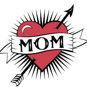 Moeder Tattoo Svg, Dxf, Eps, Png, Jpg, Vectorkunst, Clipart, gesneden bestand. Moeder gesneden bestand. Ik hou van moeder Svg. Hart en pijl gesneden bestand. Moederdag-svg