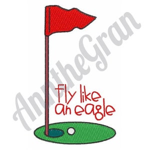 Golf Adler Stickdatei. Stickdatei für die Stickmaschine. Golf Flagge Stickmuster. Golf Putting Green Muster. Golfen Sport Design