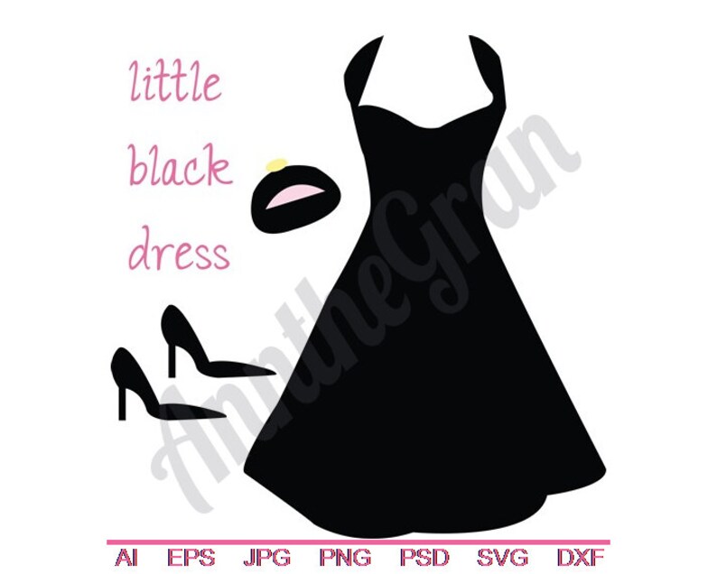 Black Dress Svg Dxf Eps Png Jpg Vector Art Clipart Cut - Etsy