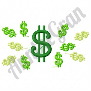 Dollartecken - Maskinbroderidesign. Broderimönster för pengar. Broderidesign för St. Patrick's Day-dollar