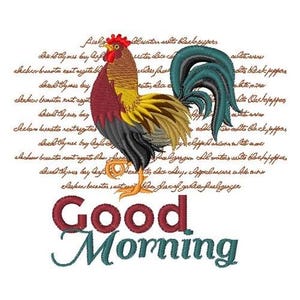 Good Morning Country Rooster - Machine Embroidery Design