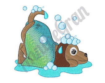 Dog Bubble Bath Embroidery Design. Machine Embroidery Design. Dog Shower Embroidery Pattern. Puppy Bubble Bath Pattern. Dog Grooming Design