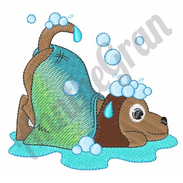 Dog Bubble Bath Embroidery Design. Machine Embroidery Design. Dog Shower Embroidery Pattern. Puppy Bubble Bath Pattern. Dog Grooming Design